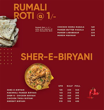 Bhukha Sher menu 