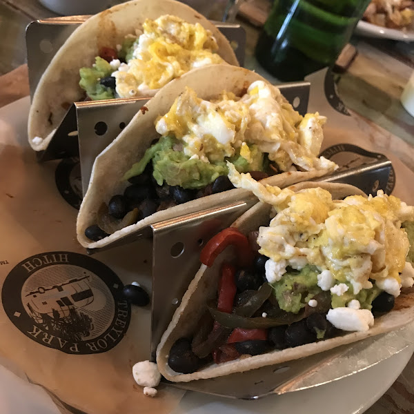 Veggie tacos on corn with eggs