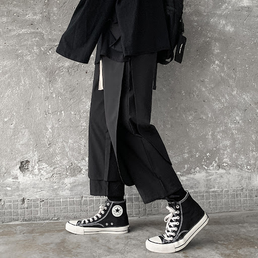 Title 5, New Loose Workwear Drawstring Splice Straight C...