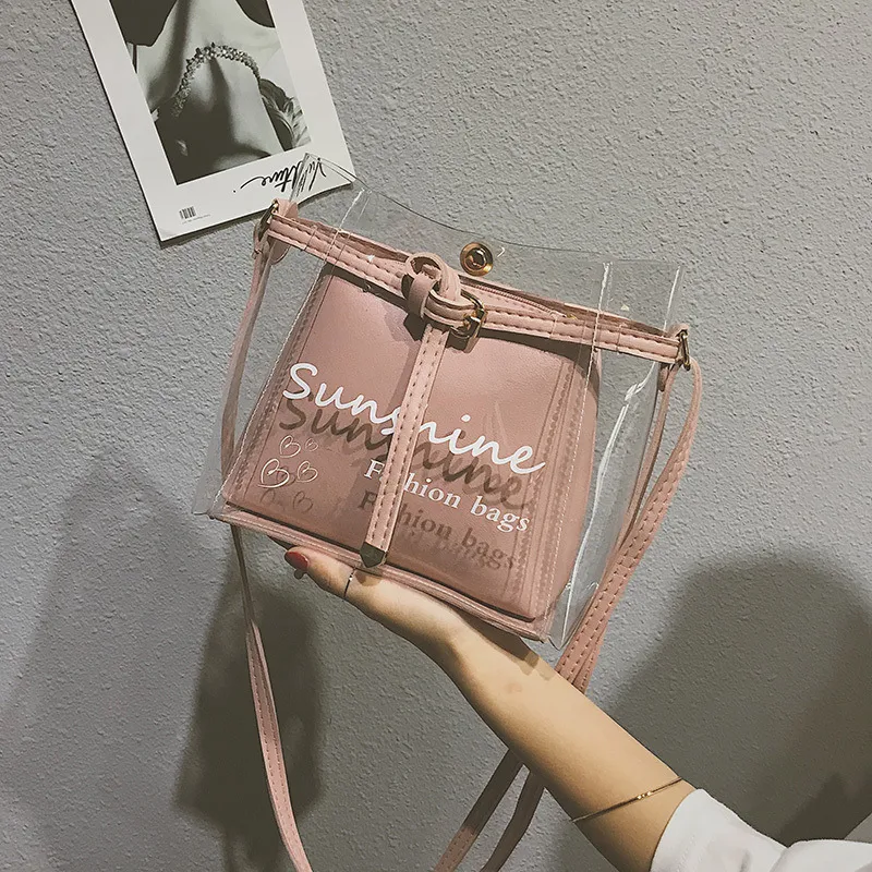 Bolso de gelatina transparente coreano salvaje Ideal para la playa y verano. Impermeable, espacioso y moderno. Perfecto para llevar todo lo esencial con estilo.