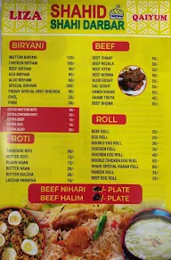 Shahid Shahi Darbar menu 1