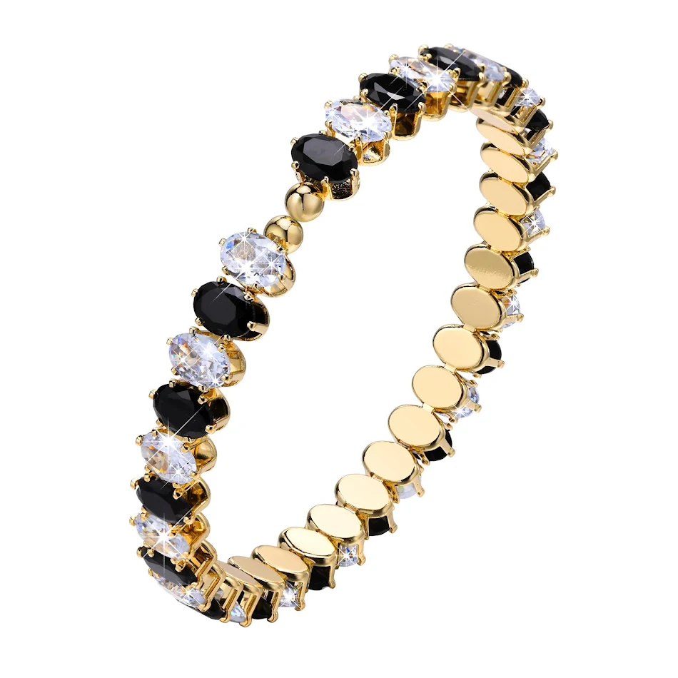 Mode damesarmband met kleurrijke ovale zirkonia, een stijlvol sieraad dat elke outfit verfraait en een vleugje elegantie toevoegt.