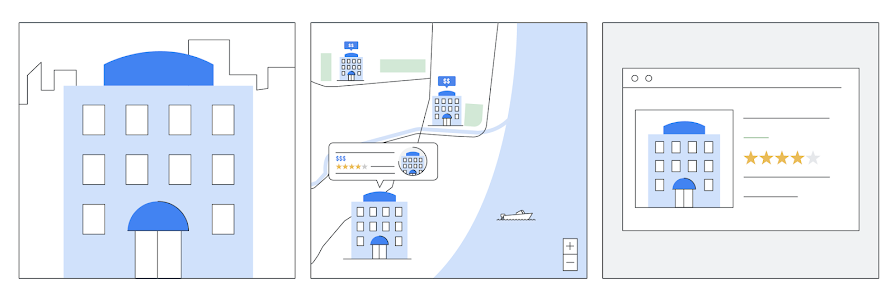 Three steps to create an hotel account with Google