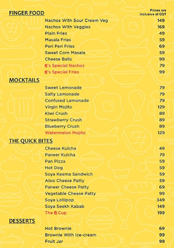 The Q Cafe menu 