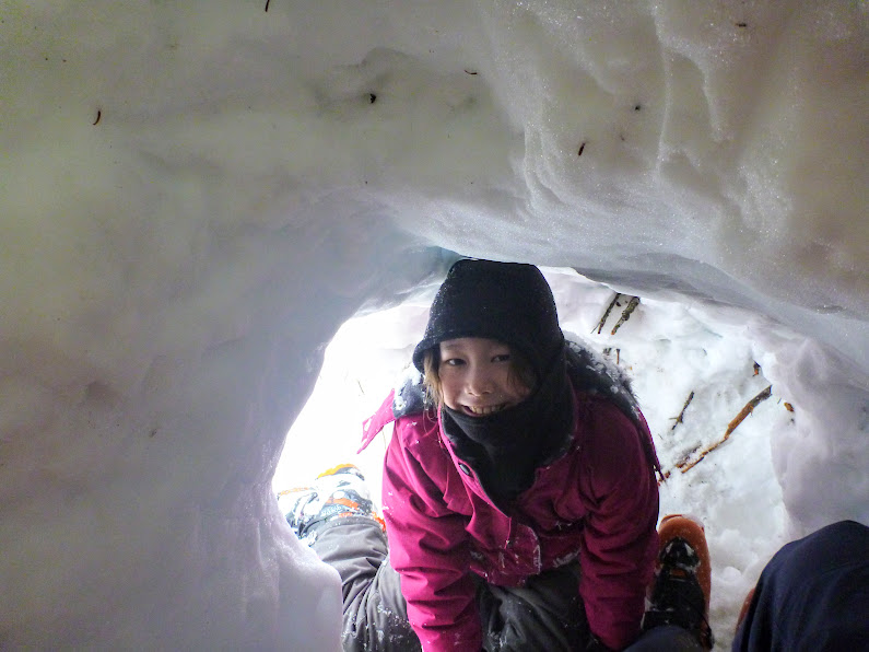 Jasmine going into the igloo