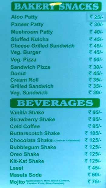 Bhatia Sweets menu 