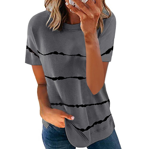 Title 3, Printed Striped Loose Short Sleeves