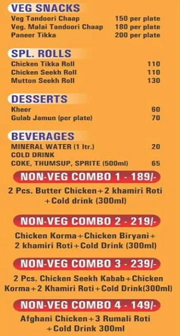 Purani Delhi 6 menu 