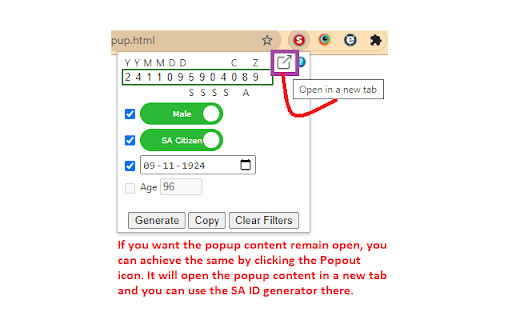 SA ID Generator - Apply Filters, Get Details