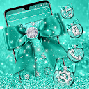 Herunterladen Turquoise Green Diamond Bow Theme Installieren Sie Neueste APK Downloader