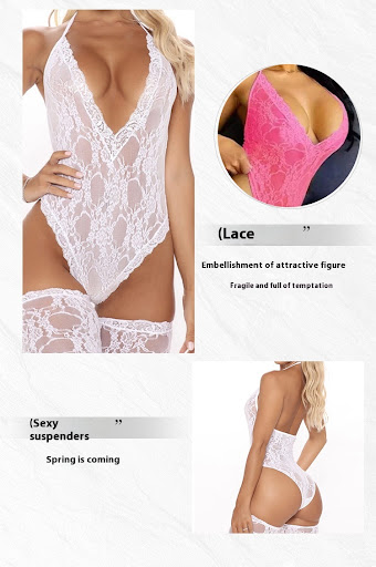 Title 5, Sexy Underwear Lace Deep V Halter Stockings Two...