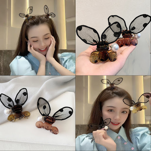 Title 1, Polka Dot Lace Rabbit Ears Clip Bangs Broken Ha...