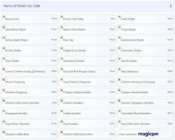 Wake Up Cafe menu 