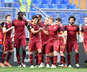 Les joueurs de la Roma heureux après leur succès dans le derby