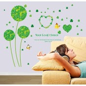 Decal Chi Tiết Trang Trí Tường Cỏ May Mắn Nhí Tạo Thành 3 Nhánh Cây