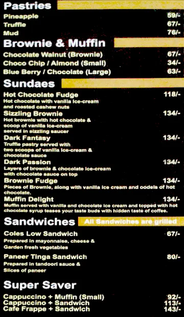 Cafe Melange menu 