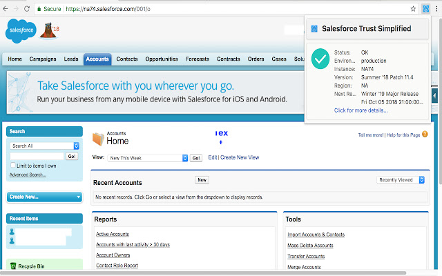 Salesforce Trust Simplified chrome extension