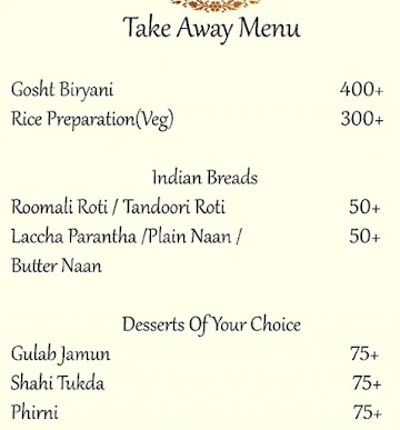 The Great Kabab Factory menu 