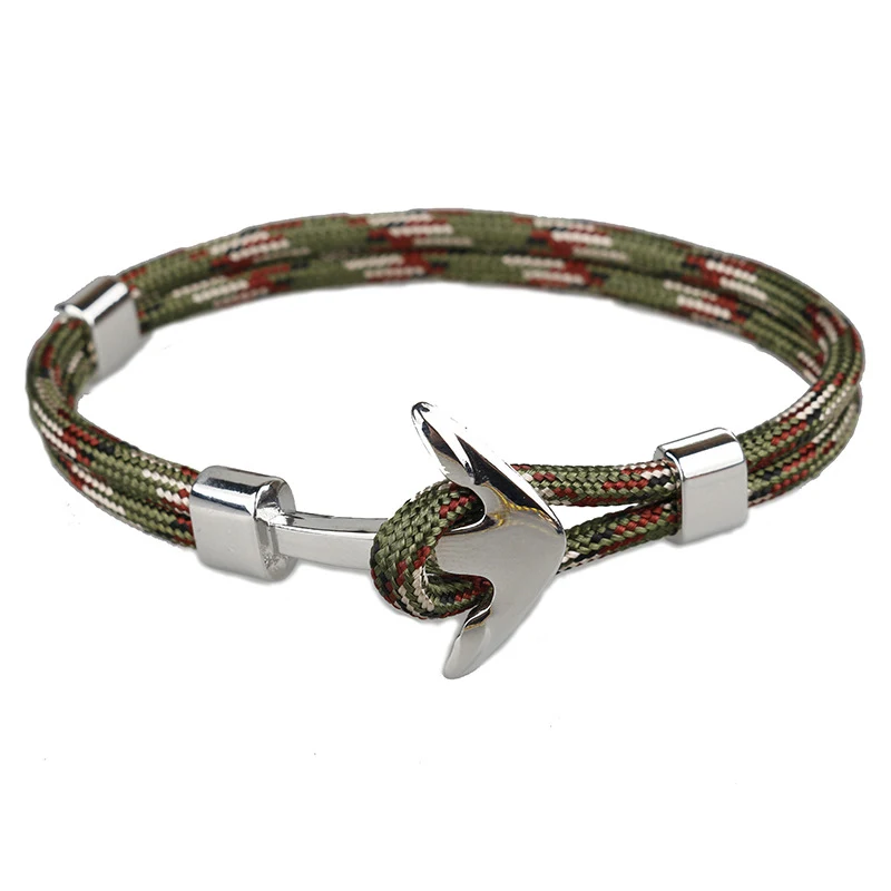 Bracelet ancre pour homme en corde de polyester. Un accessoire robuste et élégant pour un look marin et décontracté.