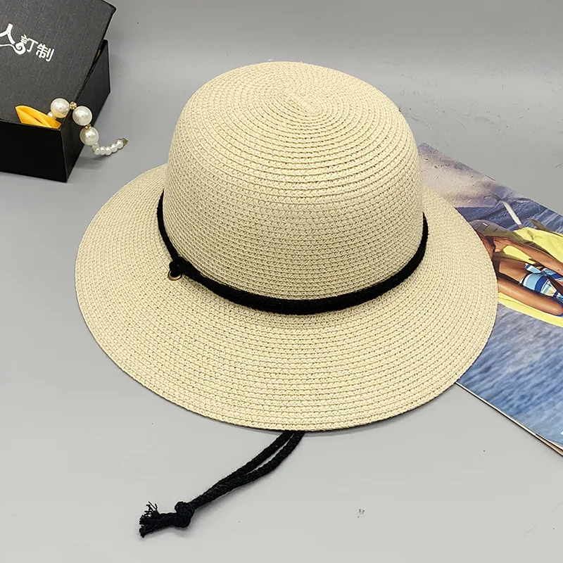 New Foldable Adjustable Windproof Rope Women's Straw Hat