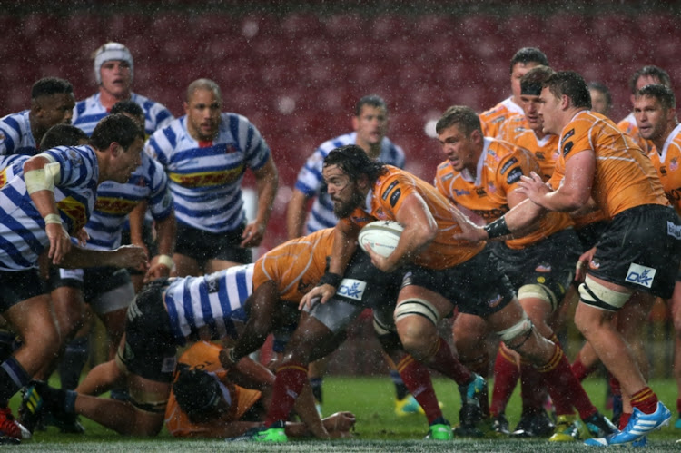 Stephan Malan of the Free State Cheetahs makes a break during the Currie Cup match between DHL Western Province and Toyota Free State XV at DHL Newlands on August 25, 2018 in Cape Town, South Africa.