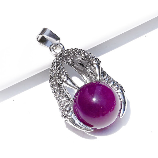 Title 8, Natural Crystal Agate Dragon Claw Alloy Pendant...