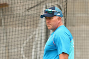England head coach Chris Silverwood during an England Ashes nets session at Melbourne Cricket Ground on December 25 2021. Silverwood has stepped down as England coach.