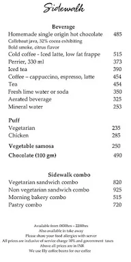 Sidewalk, Hyatt Regency menu 1