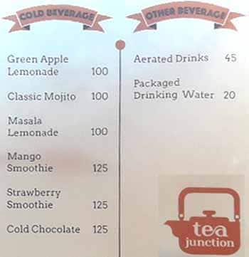 Tea Junction menu 