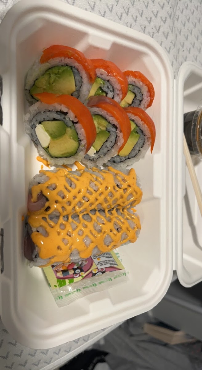 Philly roll and spicy tuna roll