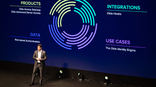 Co-founder and CEO Todd McKinnon speaking at the Okta Forum 2019 in London.