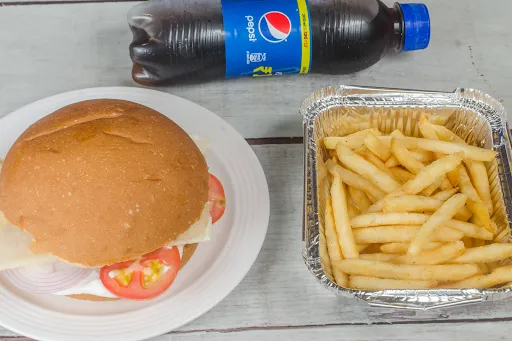Cheese Veggie Burger, French Fries With 250ml Pepsi