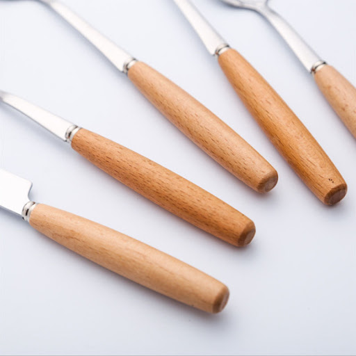 Title 17, Stainless Steel Wooden Handle Knife Fork Spoon ...
