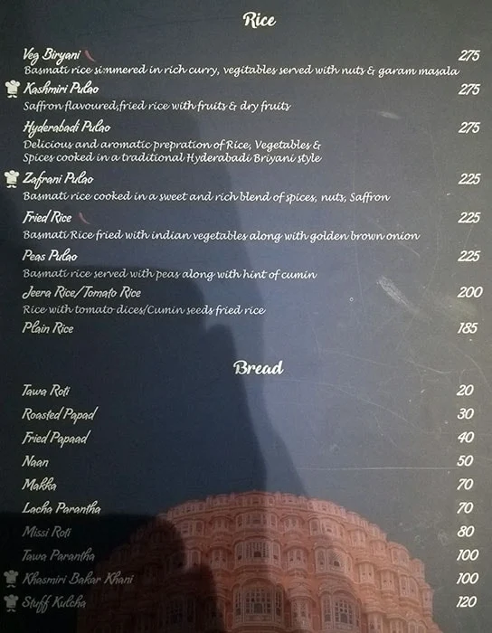 Govindam Retreat menu 