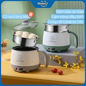 Nồi Lẩu Điện Mini Đa Năng Morningso Tặng Kèm Xửng Hấp, Bếp Điện Mini, Nồi Nấu Mì 1.8L Bh12T - Nhà Tốt