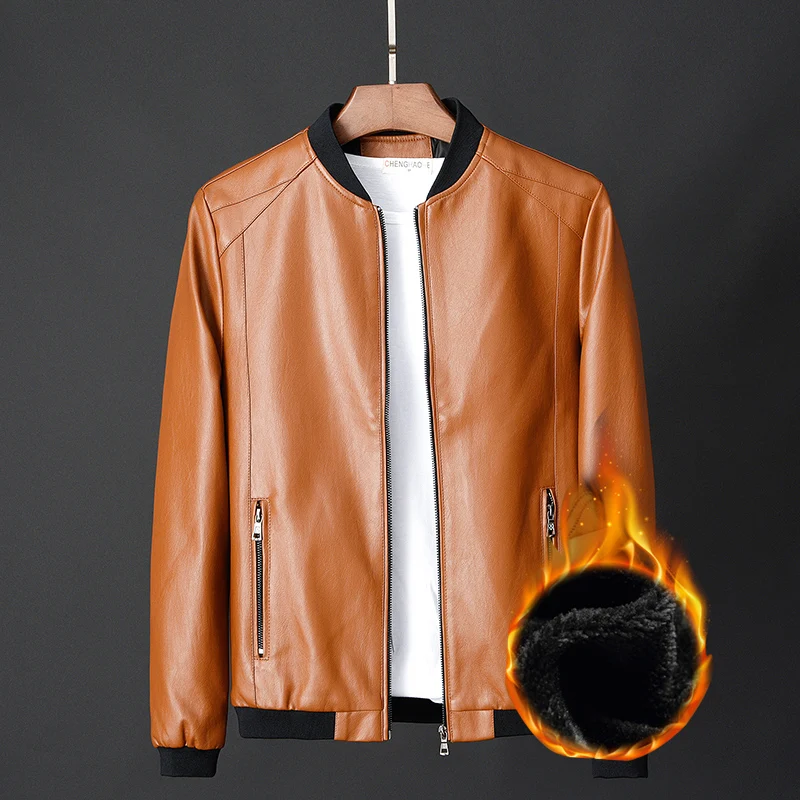 Men's slim fit leather jacket, a stylish choice for a modern look. Durable and comfortable, perfect for everyday wear an