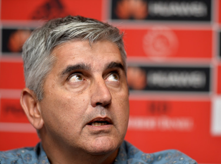 Ari Efstathiou during the Ajax Cape Town press conference at Ikamva on April 09, 2018 in Cape Town, South Africa. Judge Denise Fisher has granted the NSL and AmaZulu leave to appeal her judgement that set aside an arbitration ruling that restored Ajax to 15th place on the Absa Premeirship standings.