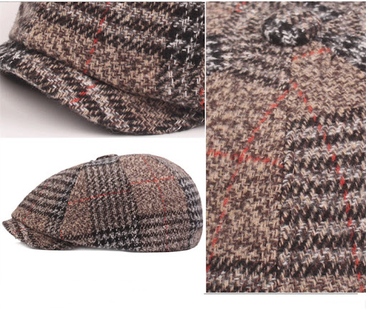 Title 7, Autumn and Winter Thickened Plaid Beret for Men...