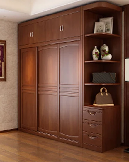 Storage Wooden Wardrobe Luxury Doors Modern Cabinet Open ... - 1