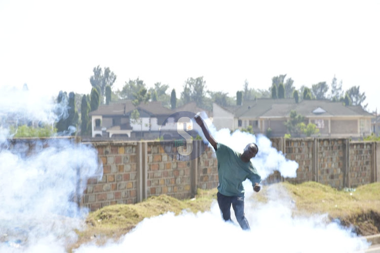 A protester n Kisumu on July 19, 2023 in Kisumu.