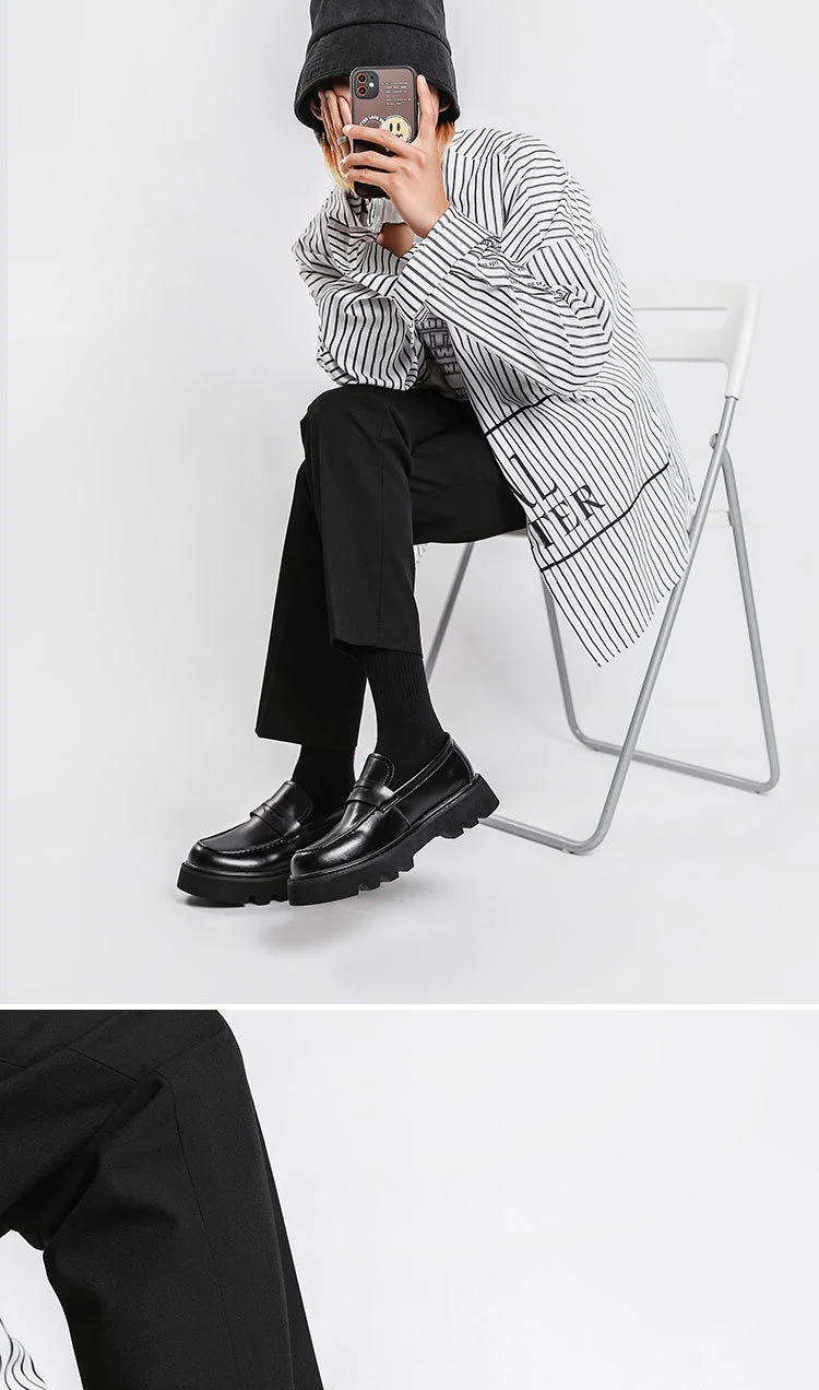Title 7, Chaussures en cuir de veau noir pour homme à se...