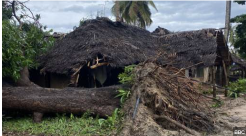 A house destroyed in Mafia Island as a result of Cyclone Hidaya on Saturday, May 4, 2024.