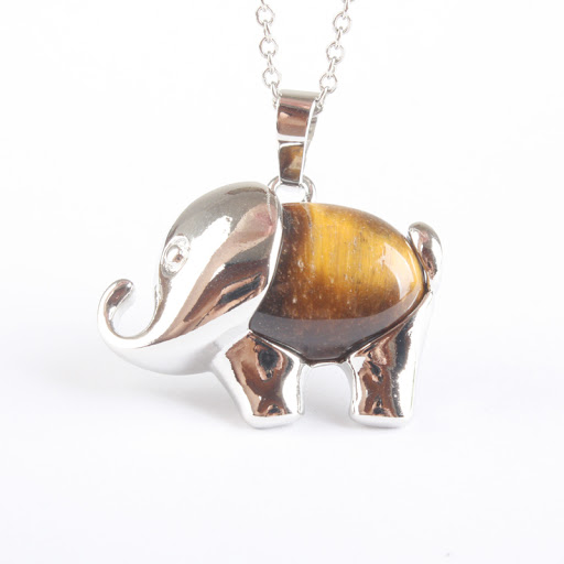 Title 6, Animal Elephant Pendant featuring Quartz, Tiger...