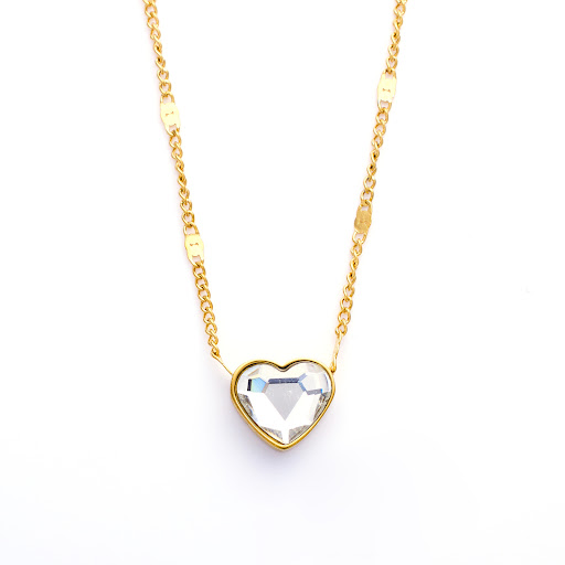 Title 5, Stainless Steel Necklace With Diamonds Loving H...