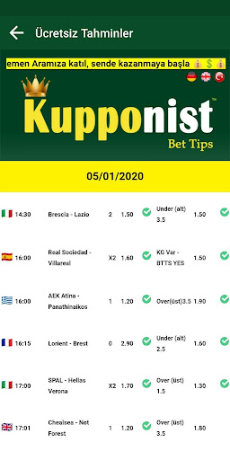 Kupponist  Match predictions