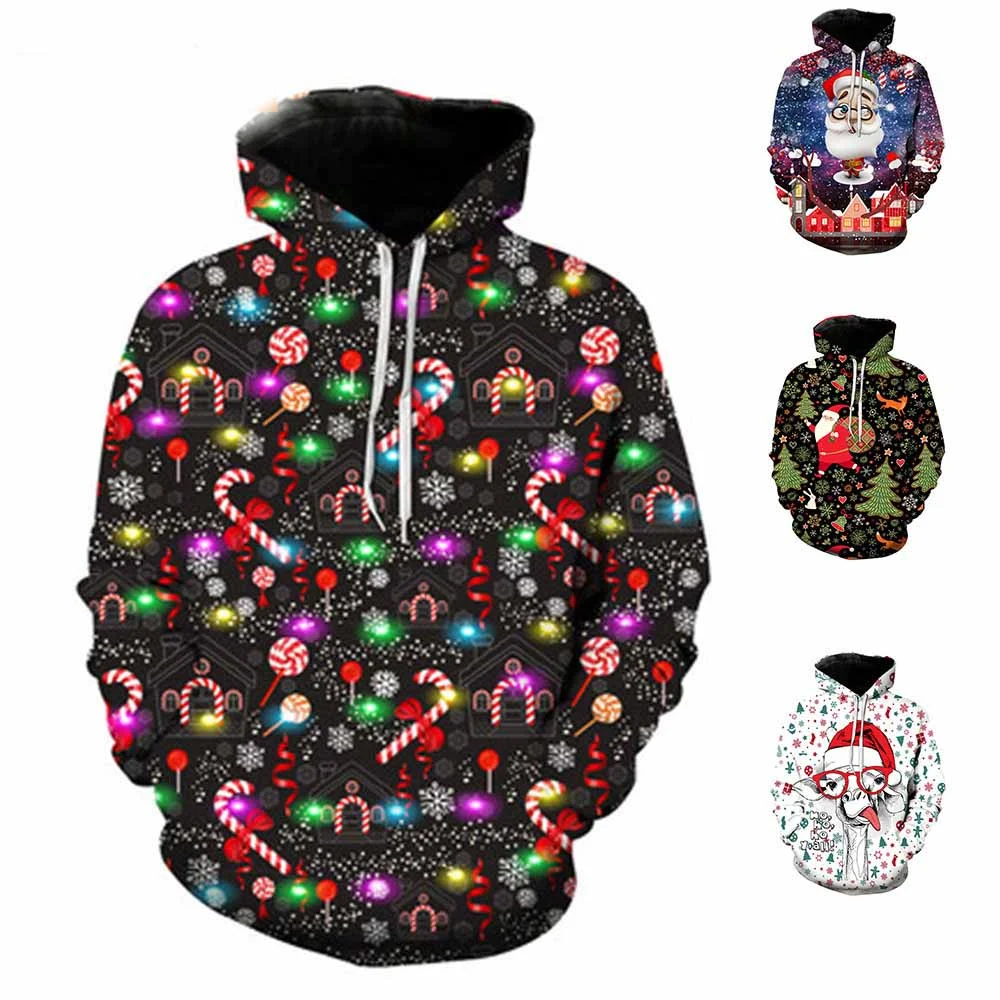 Title 3, Polyester hoodie met lange mouwen en kerstprint