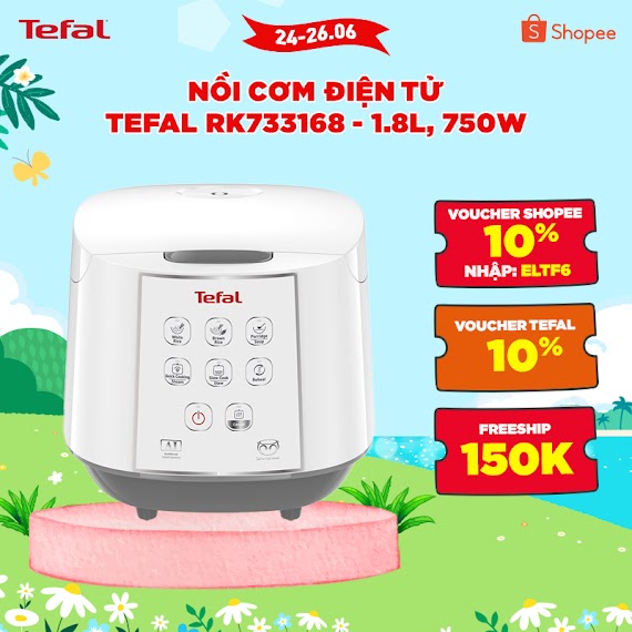 [Mã Eltf6 Giảm 10% Đơn 800K] Nồi Cơm Điện Tử Tefal Rk733168 - 1.8L, 750W