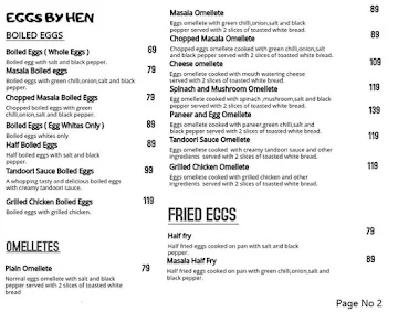 Egg By Hen menu 