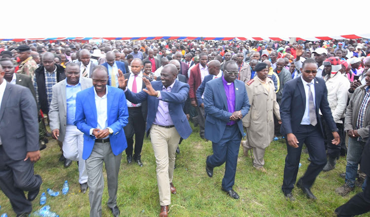 Depurty President William Ruto during the official opening of African Gospel Church (A.G.C) Olerai Bethel Sanctuary, Olerai, Narok West, Narok County on january 12, 2020.