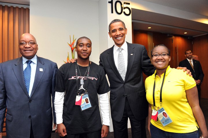 The late Vusi Zuma with his father, Jacob Zuma, and former US president Barack Obama. Vusi's funeral took place on Saturday.